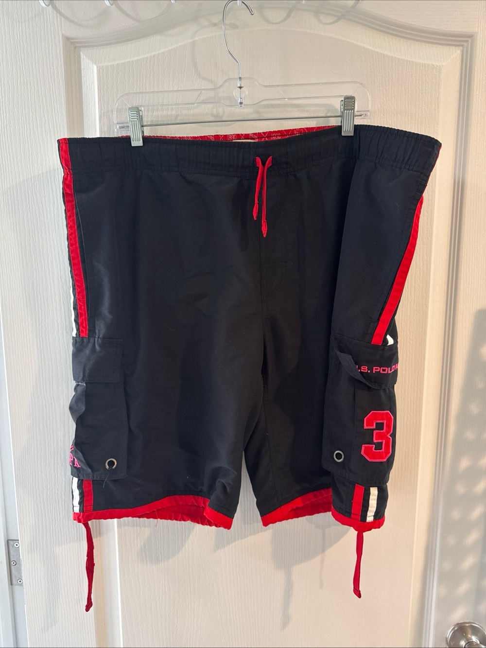 U.S. Polo Assn. Black and Red Cargo Shorts